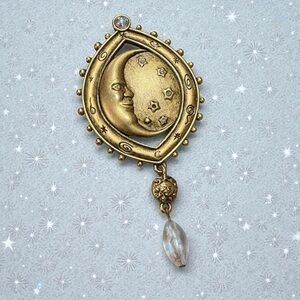 Gold Moon & Stars JJ Jonette Brooch Pin